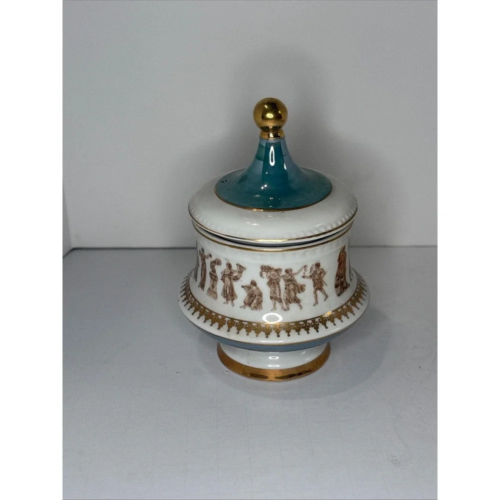 Royal Crown Roman Festival Sugar Bowl Teal Gold